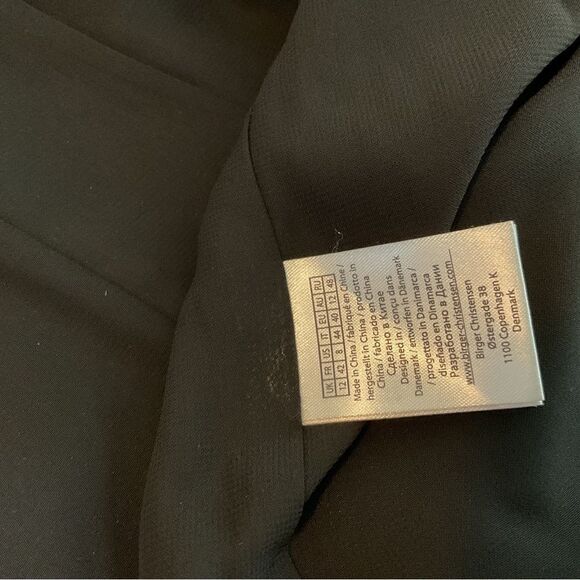 Rotate Birger Christensen Annie Black Satin Long Sleeve Peplum Mini Dress Size 8 - Picture 9 of 10